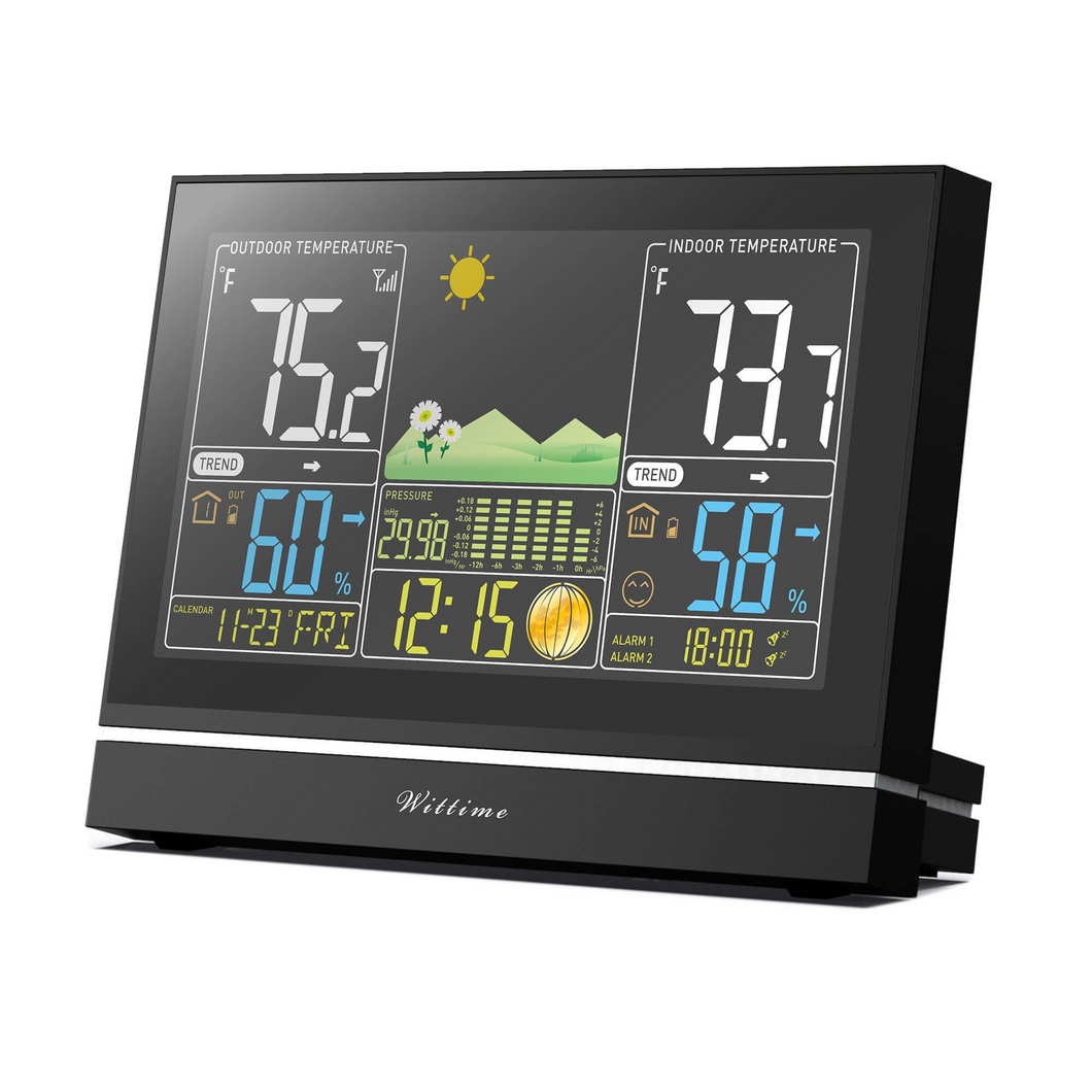 Newentor Weather Stations Wireless Indoor Outdoor Multiple Sensors, Indoor  Outdoor Thermometer with Atomic Weather Clock Battery Powered, Temperature